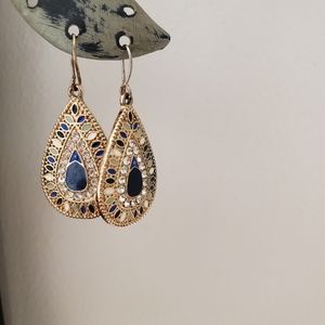 Multi-Colored Women's Dangle Gold and Blue Earrings